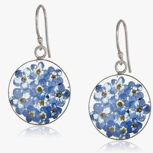 Elegant Sterling Silver Flower Pressed Round Earrings